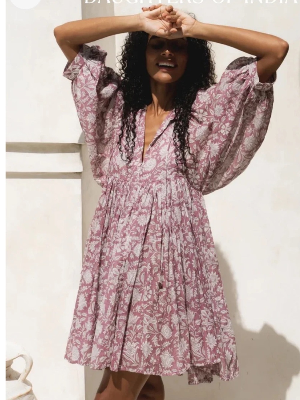 Daughters of India Kyra Dress Floral Babydoll Dress size M euc - Picture 4 of 8